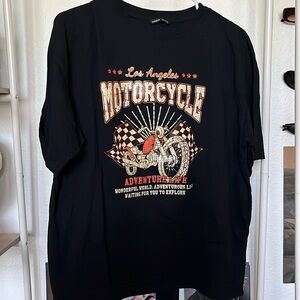 black motorcycle graphic tee